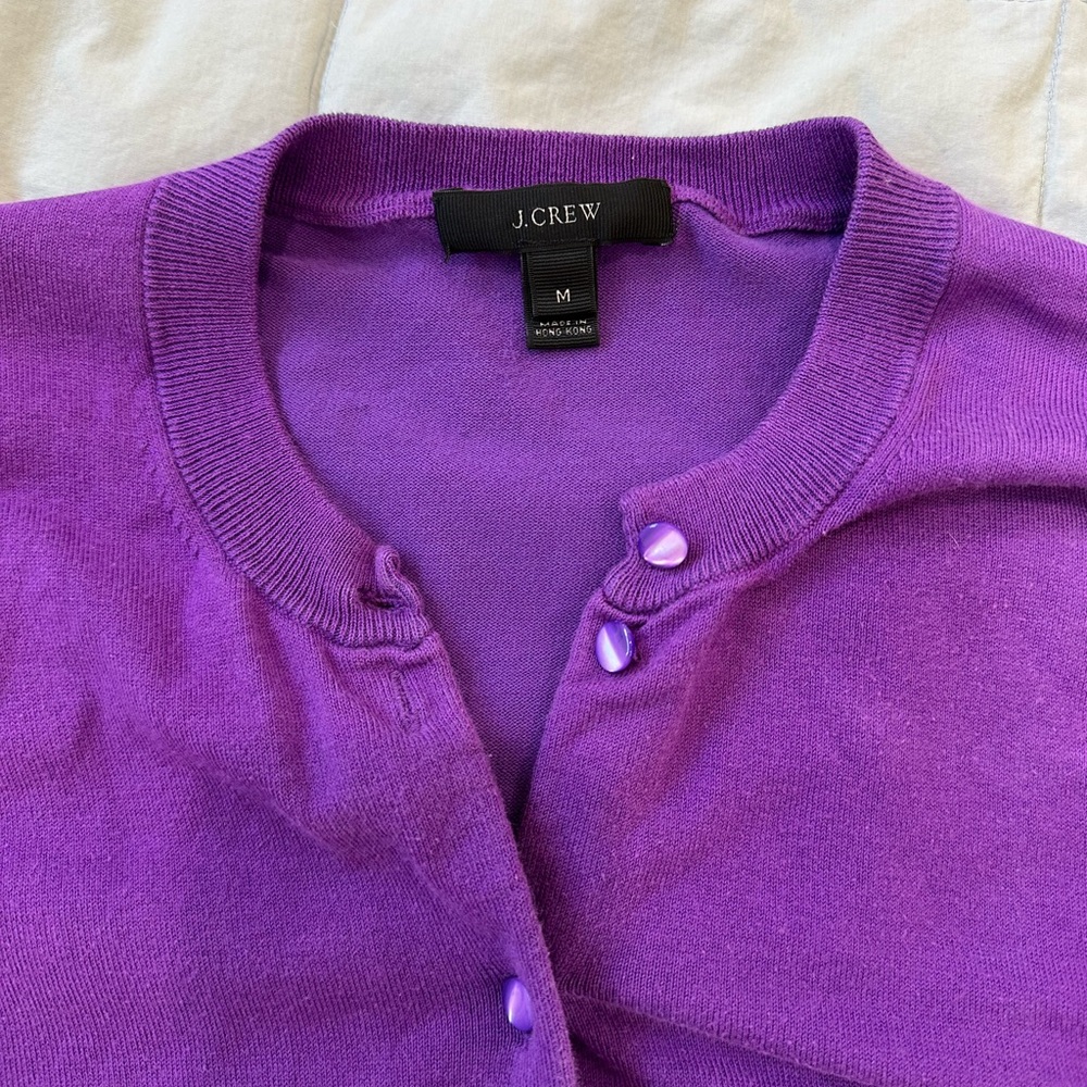 J. Crew Women's Vibrant Purple Cardigan Cotton Jackie